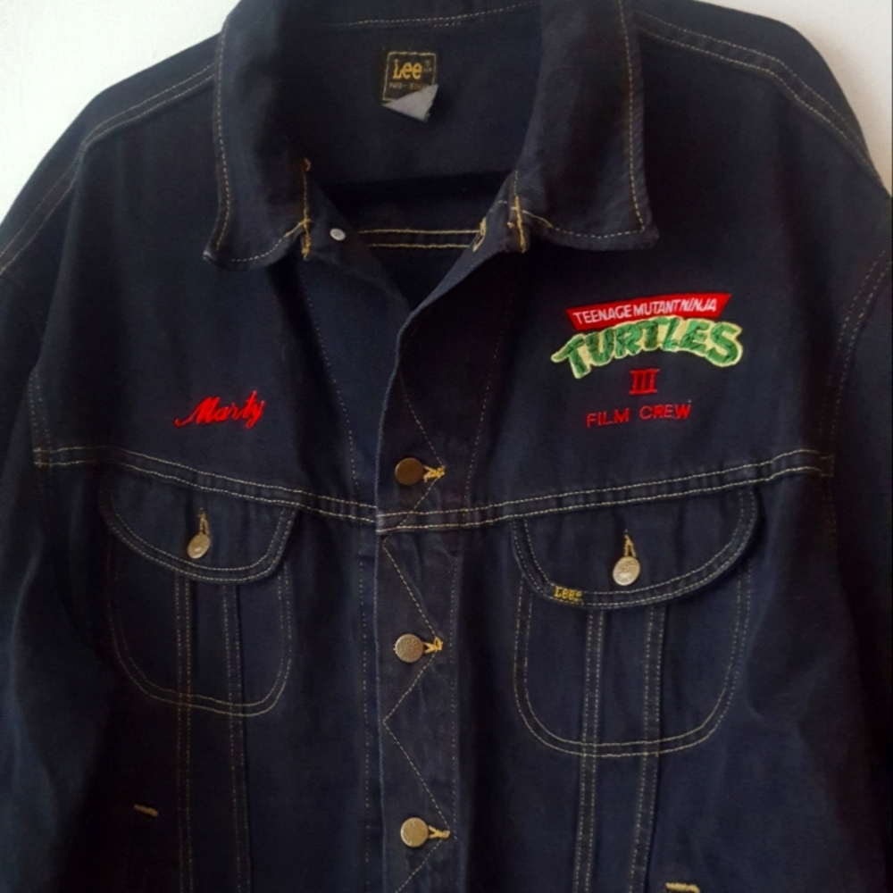 🌙RARE! VTG TMNT Film Crew Denim Embroidered Jacket - Picture 3 of 14